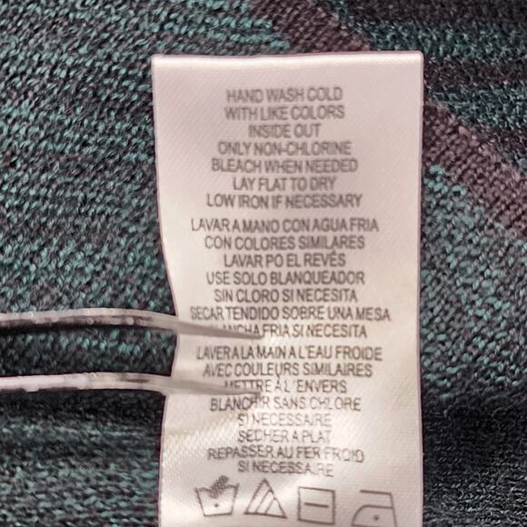 Calvin Klein Sweater Womens M Green Black Zig Zag Cowl Neck Pullover Casual Cozy - Picture 7 of 11